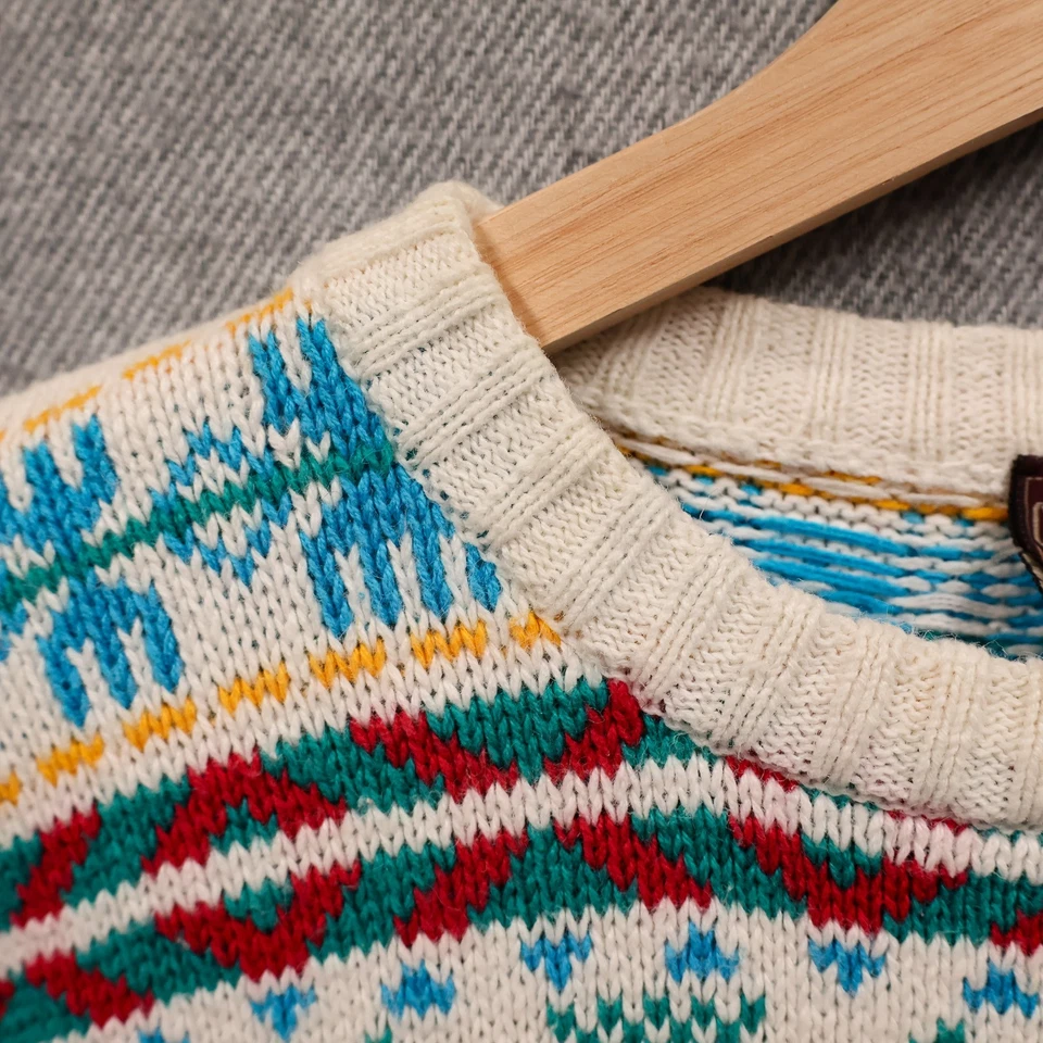 VTG Chaps Ralph Lauren Sweater Mens L Fair Isle Nordic Colorful Grandpacore 90's - Image 4 of 4