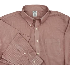 Brooks Brothers 1818 Red White Stripe Long Sleeve Button Shirt 17.5-36/37