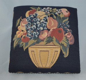 Vintage Tapestry Foot Stool Navy & Multi-color Fruit