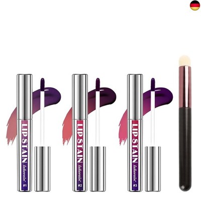 3 Stück Abziehbarer Lippenstift Set, Wasserdichter Matte Lip Gloss mit 