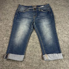 Amethyst Capri Jeans Womens Size 11 Blue Low Rise Whiskered Stretch Denim Casual