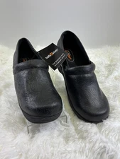 NEW W/ TAGS Women's SAFE T STEP Black Paisley CLOGS Size 9.5 SLIP RESISTANT