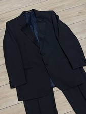 Men Marks  Spencer Dinner Tuxedo Wool Black Suit 2 Piece Blazer 44in Pants 42in
