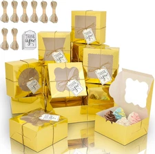 65PCS Bakery Boxes with Window 6X6X3 Inches 5 Style Cookie Boxes Small Pastry Bo