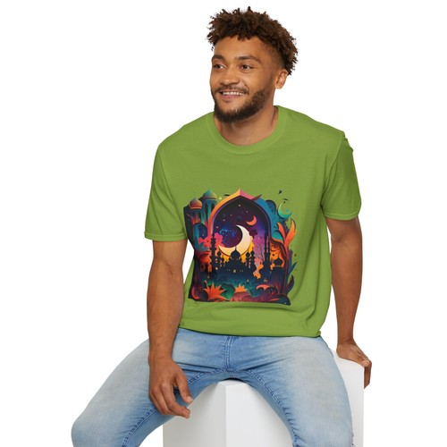 Celestial Unisex T-Shirt with Islamic Theme, Festival Wear Neon Color Masjid - Picture 39 of 99