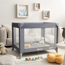 Portable Travel Crib  Playpen - Baby Safe Folding Travel Bed w/Mattress, Bre...