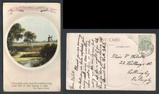 1910 KEVII Thornton Bradford Yorkshire Cancel on Natures Garden Postcard