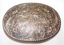 Vintage Crumrine Nickel Silver Western Theme Belt Buckle