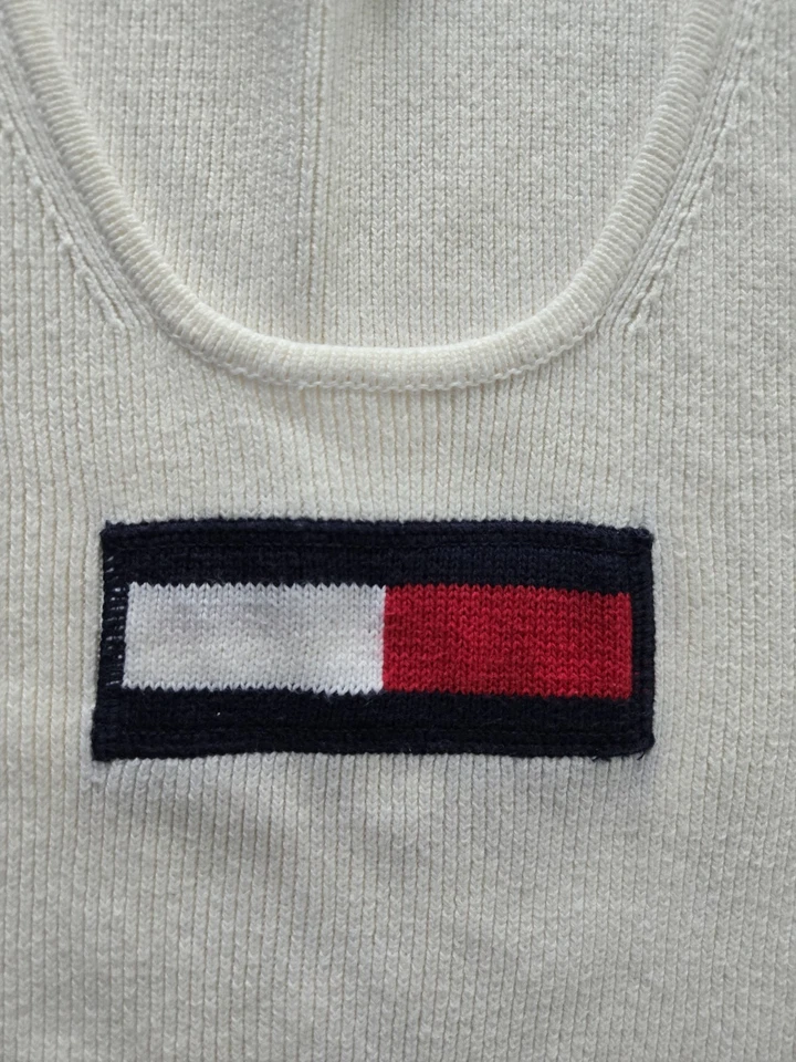 Camiseta sin mangas Tommy Jeans vintage tejida usada en excelente estado, talla M, blanco roto Foto 3 de 4
