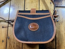 Vintage Dooney  Bourke Leather Crossbody Bag Black Tan Shoulder Purse USA MADE