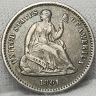 1861 Seated Liberty Half Dime 5c Civil War Era Silver XF EF Philadelphia IC61CE