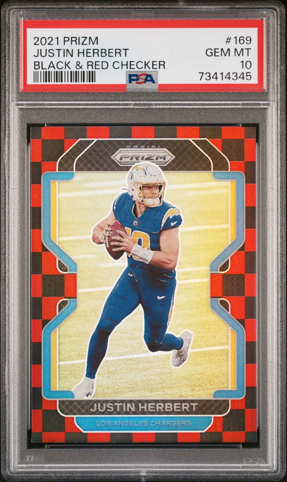 2021 Prizm Justin Herbert Black and Red Checker #169 LA Chargers PSA 10 SSP SP