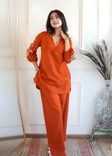Indian Bollywood Ethnic Kurti Pant Set Women's Cotton Rayon Beautiful Kurta Set