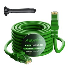 Adoreen Cat 6 Outdoor Ethernet Cable 25 Ft Green, High Speed Heavy Duty Long ...