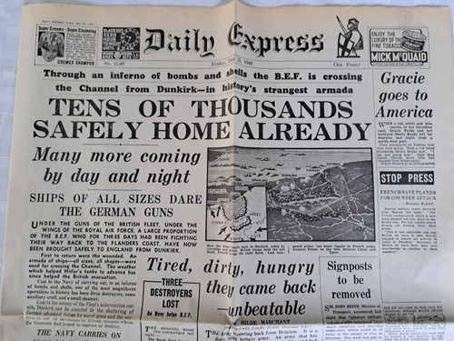 Vintage Newspaper: Daily Express May 31st 1940 WWII "Battle of Dunkirk" - Bild 2 von 5