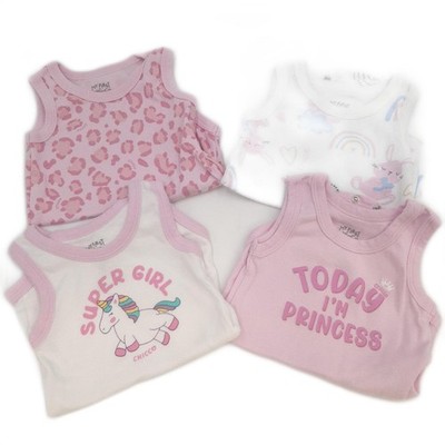 Chicco Set ärmellos Bodys aus Baumwolle Baby Unisex Weiß Rose 9 monate 4er-Pack
