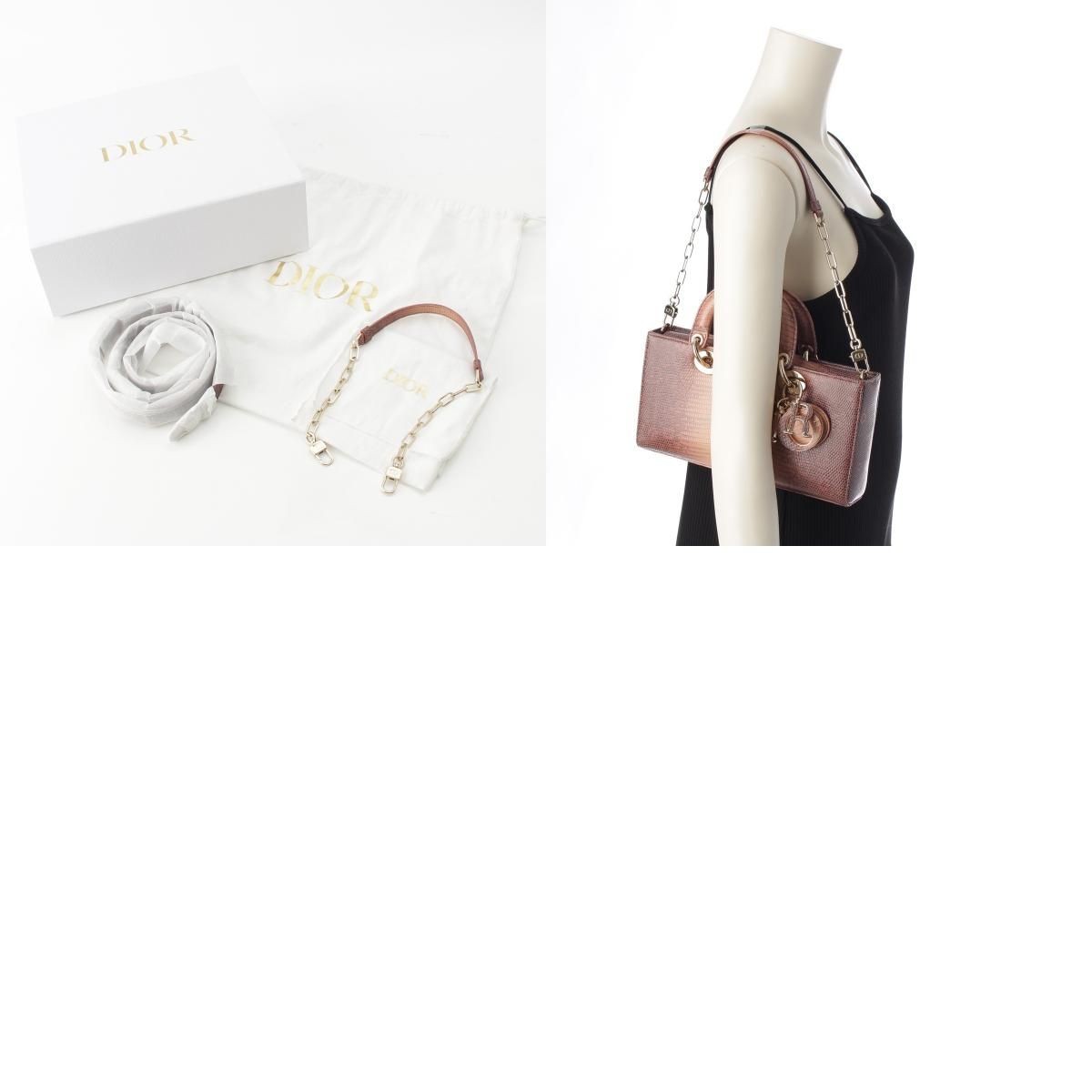 Christian Dior Lady Dee-Joy D-JOY Medium Lizard with Logo Charm East-West 3WAY image 10