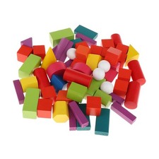 60Pcs Wooden Geometric Solids Teaching Math Manipulatives Geometric Blocks