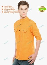Mens Kurta Indian Clothing Fashion Shirt Mens Short Kurta Cotton India Dress