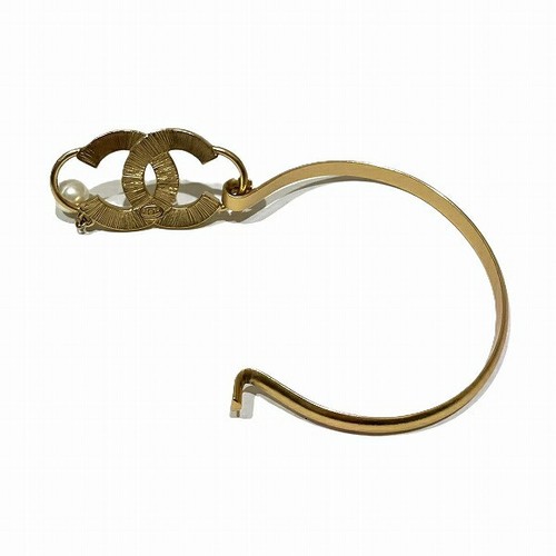 CHANEL Armreif Armband Strass CC Logo Perle vergoldet 02P mit Box Auth - Bild 7 von 9