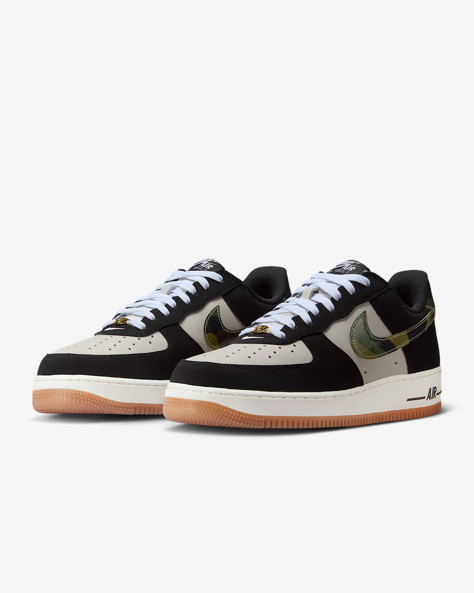 Nike Air Force Low Camo Swoosh Black Mens HQ1967-100