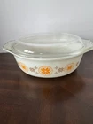 PYREX Vintage Glass Oval Casserole TOWN & COUNTRY 2½ qt with Clear Lid MCM