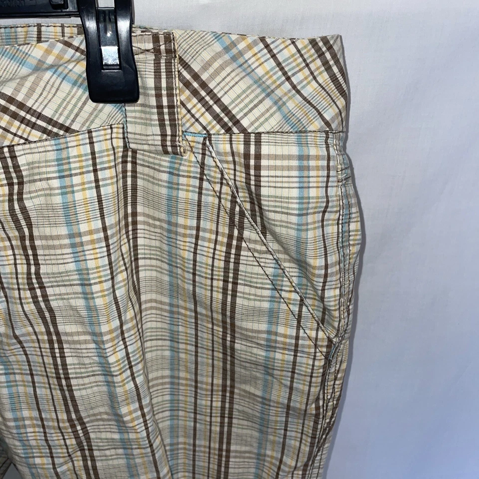 Bermudas Be Bop para mujer talla 16 beige marrón a rayas desgastado dobladillo bolsillos Foto 4 de 4