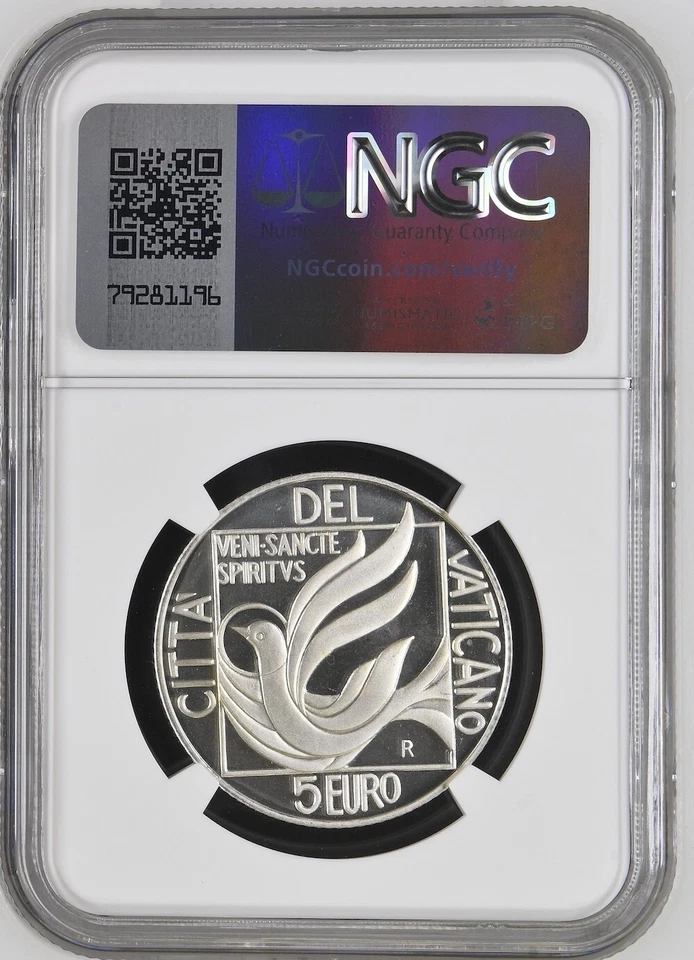 Moneda Vaticano 5 euros 2005 Sede Vacante NGC PF 68 Ultra camafeo Foto 2 de 4