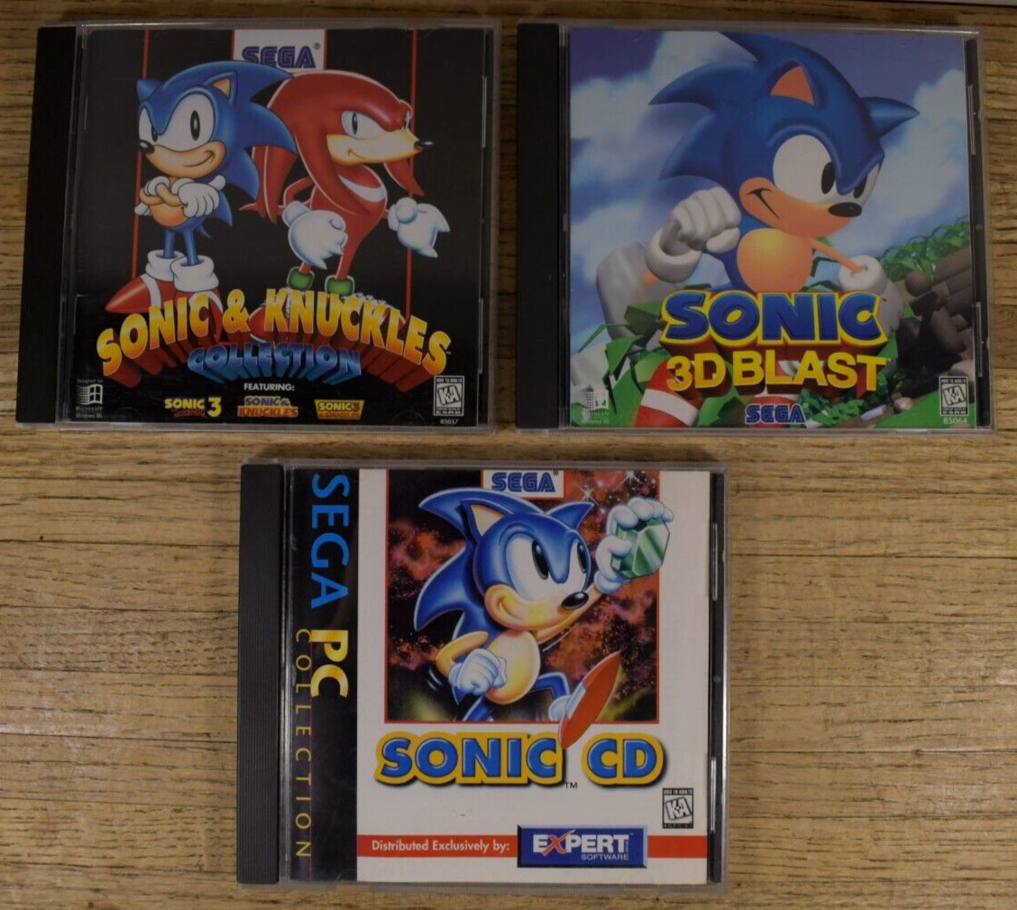 3x Vtg Sonic the Hedgehog PC CD-Rom Games 1996-97 Sonic 3, Sonic