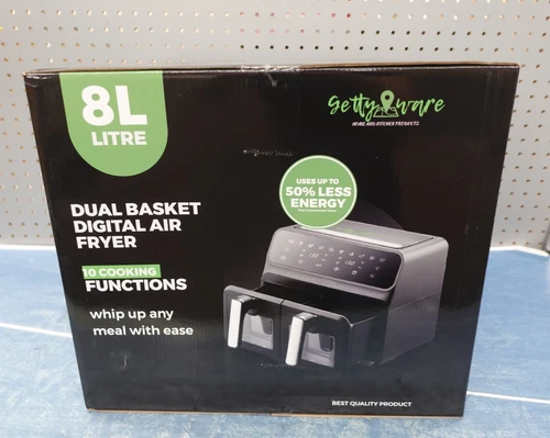Gettyware 8-Liter Dual Basket Air Fryer with Smart Programs
