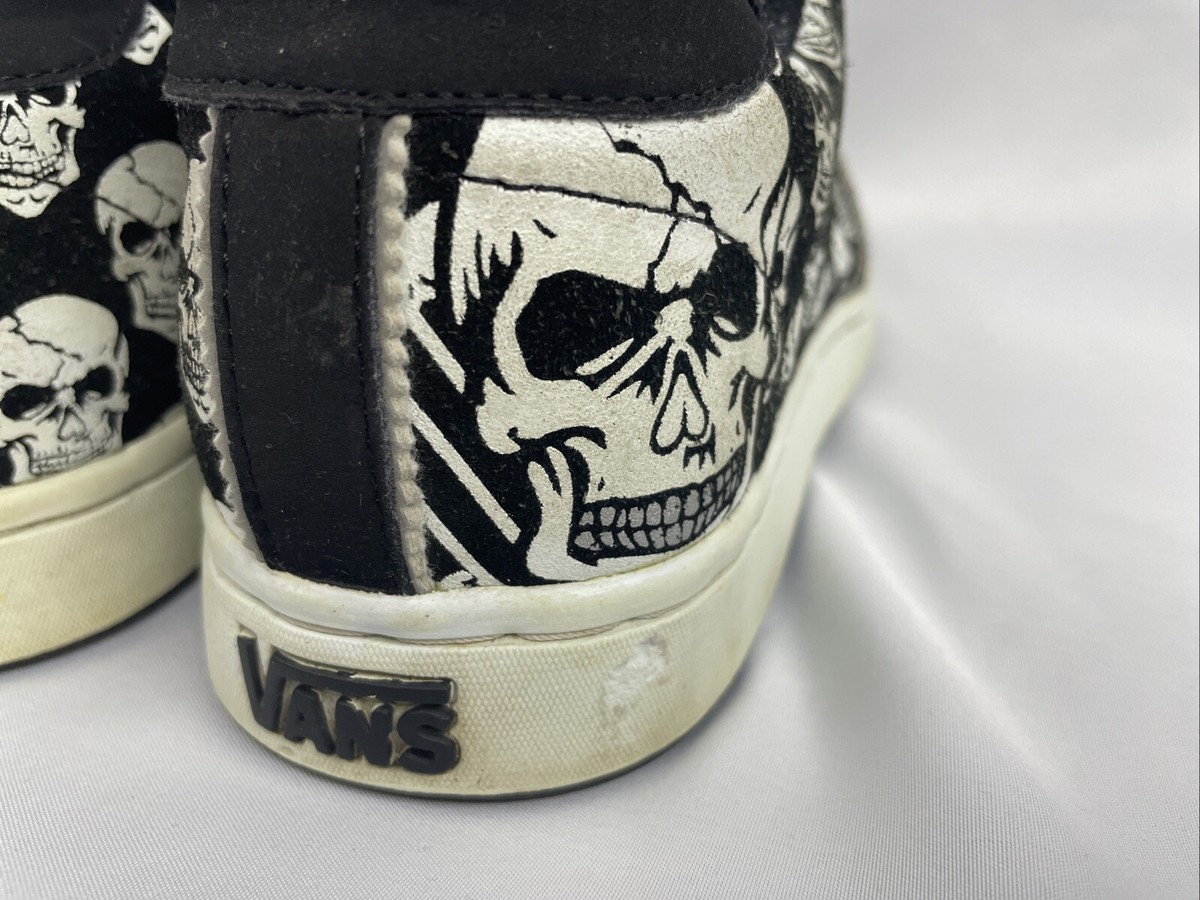 Vans Widow Skulls Fat Tongue Skate Shoes Black White Black