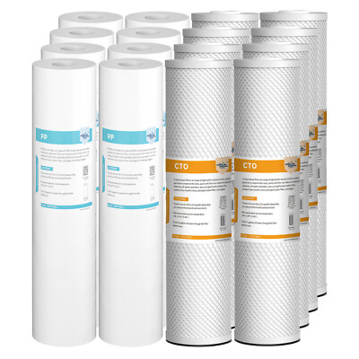 #ad 20quot;x4.5quot; 5 Micron Big Blue Sediment CTO Carbon Block Water Filter Cartridges Set $279.32