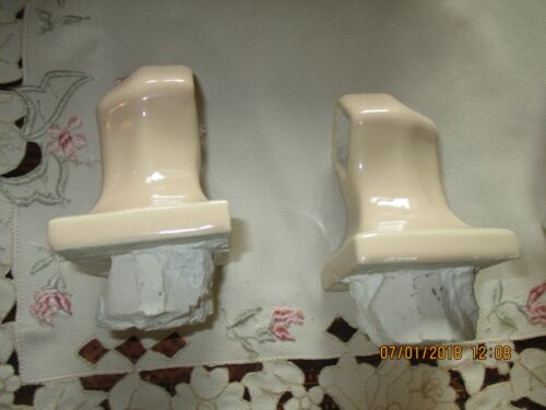 Art Deco Porcelain BEIGE Ceramic Towel Bar ENDS - Picture 2 of 4