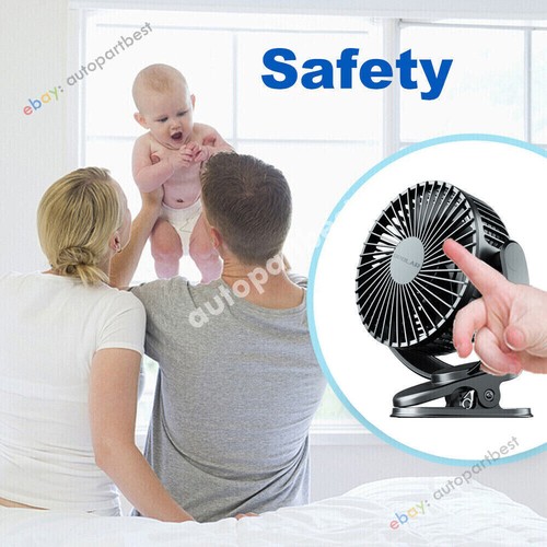 360° 5 inch Portable Desk Fan USB 3 Speeds 5 Blade Quiet Cooling 5000mAh Clip on - Picture 4 of 12