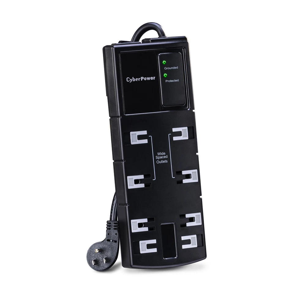 CyberPower CSB806 Essential 8-Outlets NEMA 5-15R Surge Suppressor 6FT Cord 1800J - Image 2 of 3