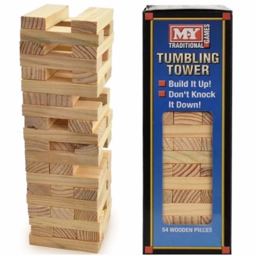M.Y Traditional Games Wooden Tumbling Tower Family Game 48/54 Wooden Pieces - Picture 4 of 5