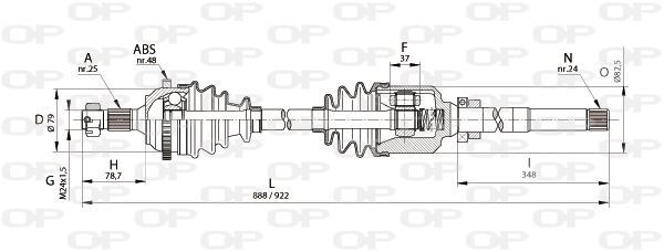 Cardan avant droit pour Peugeot 206 2.0 HDi transmission d'origine 3-5 portes