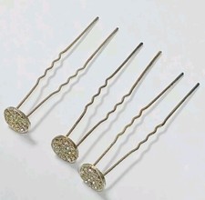 Wedding Hairpins, Hair Pins with Rhinestone, Silver Color Metal Base 3pcs 
