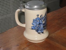 Feuerwehr-Motiv ?  Bierkrug in Top Erhaltung mit Zinndeckel