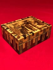 Vintage Art Deco Hand Decorated Hand Made Wood Box OOAK Geometric Design