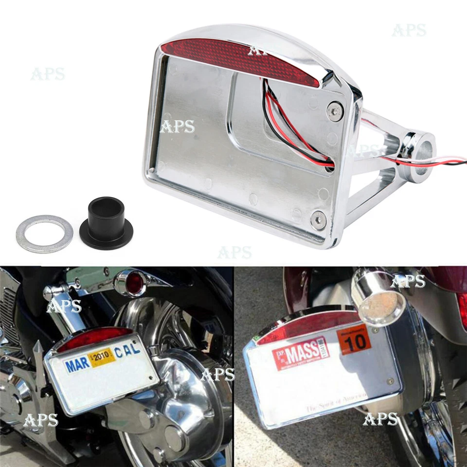 Soporte de montaje horizontal luz trasera LED para matrícula de motocicleta personalizado Foto 2 de 4