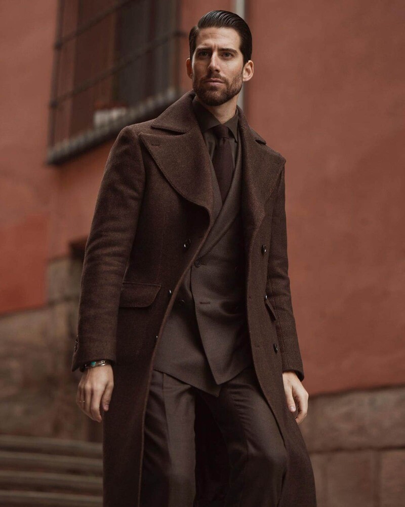mens brown winter dress coat Winter Coat for Men / Warm Vest Fur Hooded Mens Parkas Coats