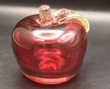 Small Vtg Retro Mod ROSSI CANADA Blown GLASS Heritage CRANBERRY Collection APPLE
