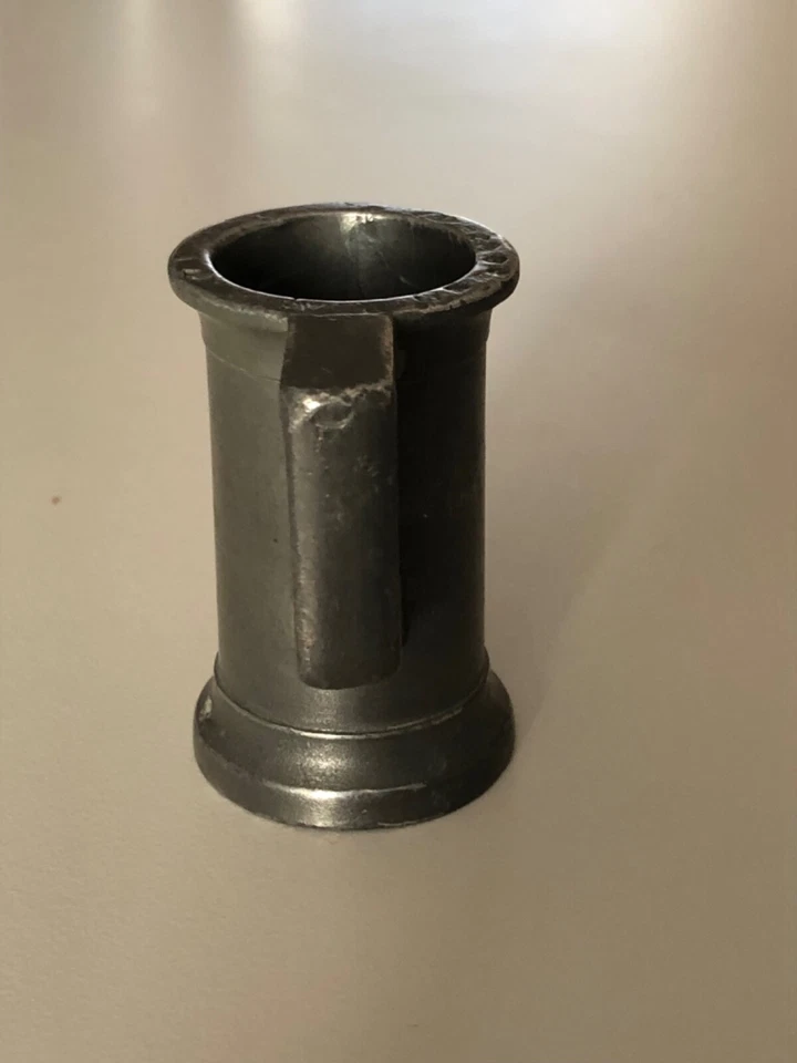 ANCIENNE MESURE EN ETAIN : DOUBLE CENTILITRE - NOMBREUX POINÇONS  - Photo 3/4