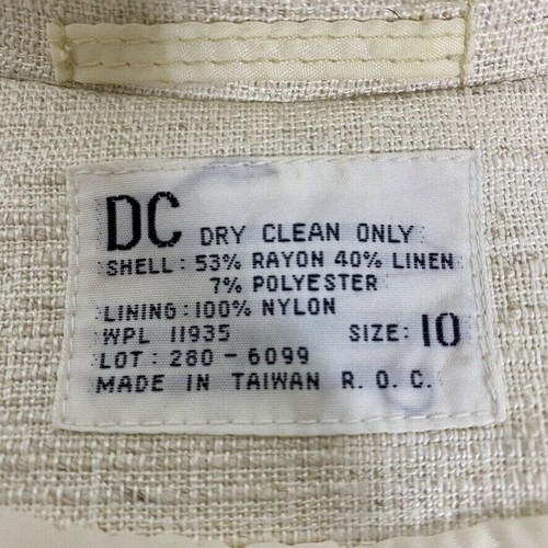 Vintage Linen Blazer Womans 10 Career Business Single Button off White Lined - Picture 6 of 7
