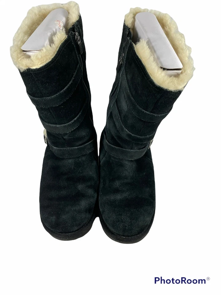 🔥 Botas de invierno UGG Youth 4 Maddi II informales de piel de oveja hebilla gamuza negra 1102529 Foto 4 de 4