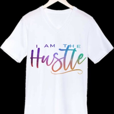 Women's I am the Hustle graphic t-shirt white v-neck -girl boss babe 