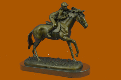 Jockey on Racehorse After the Race signed Mene Hot Cast Artwork Decor Hot Cast