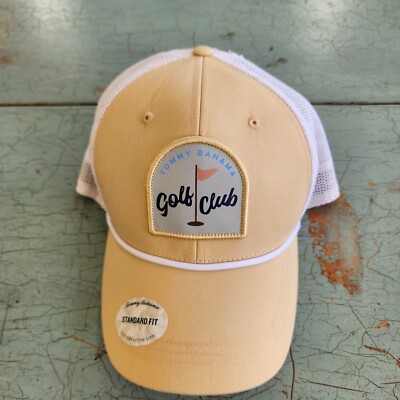 TOMMY BAHAMA GOLF CLUB HAT Tan trucker mesh breathable snapback MENS OSFM