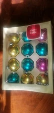 BOX OF SHINY BRITE BALL CHRISTMAS ORNAMENTS GLASS 12 ornaments